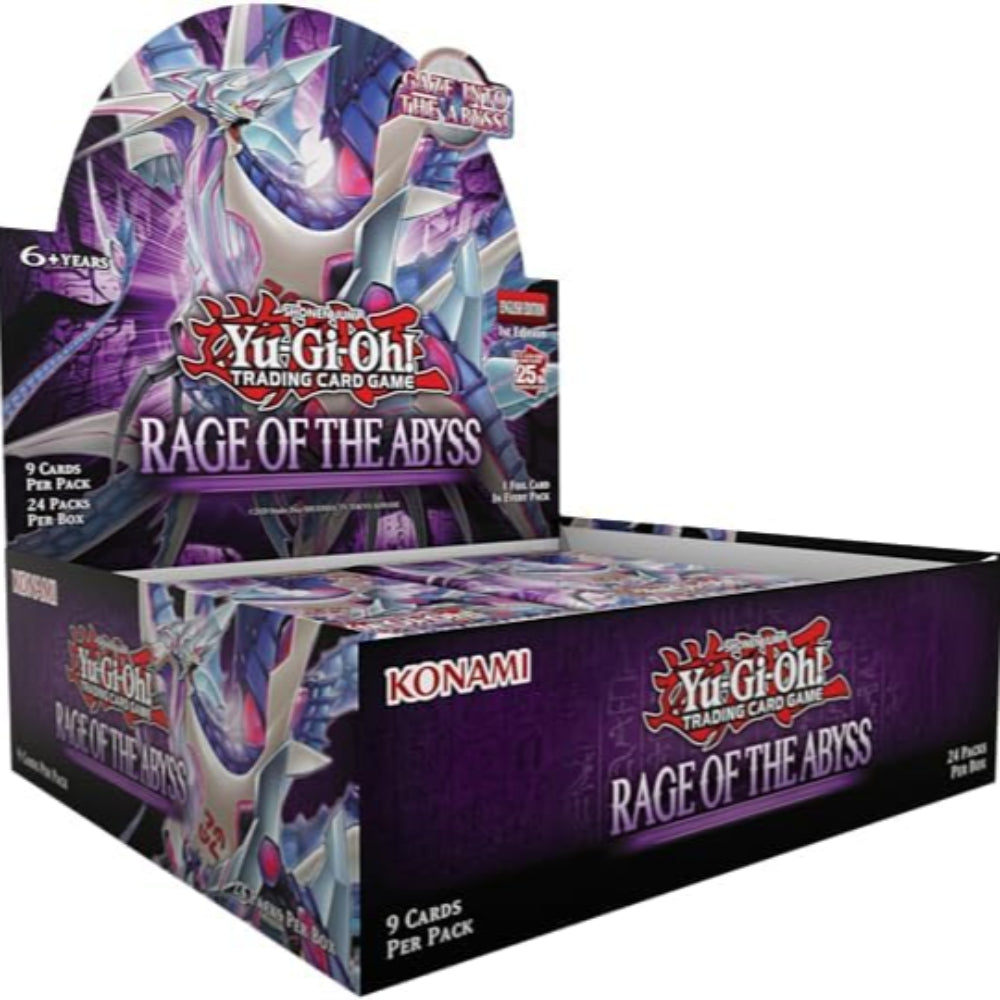 Yu-Gi-Oh! Trading Card Game 'Rage of the Abyss' packaging with Konami logo.